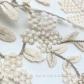 Bicolour Floral Knitted Nylon Embroidered Net Mesh Fabric